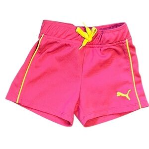 Puma casual hot pink meshed shorts Girls 12 Months pull-on yellow stripes/logo